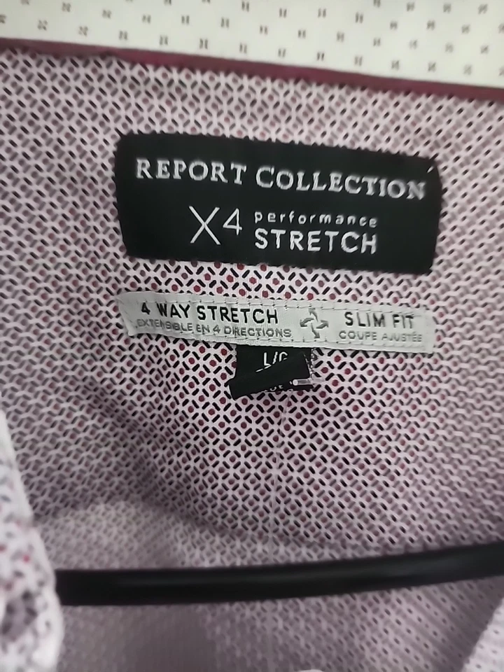 Report Collection Button Up Long Sleeve Large Purple Men's Performance Stretch  - Image 2 of 4