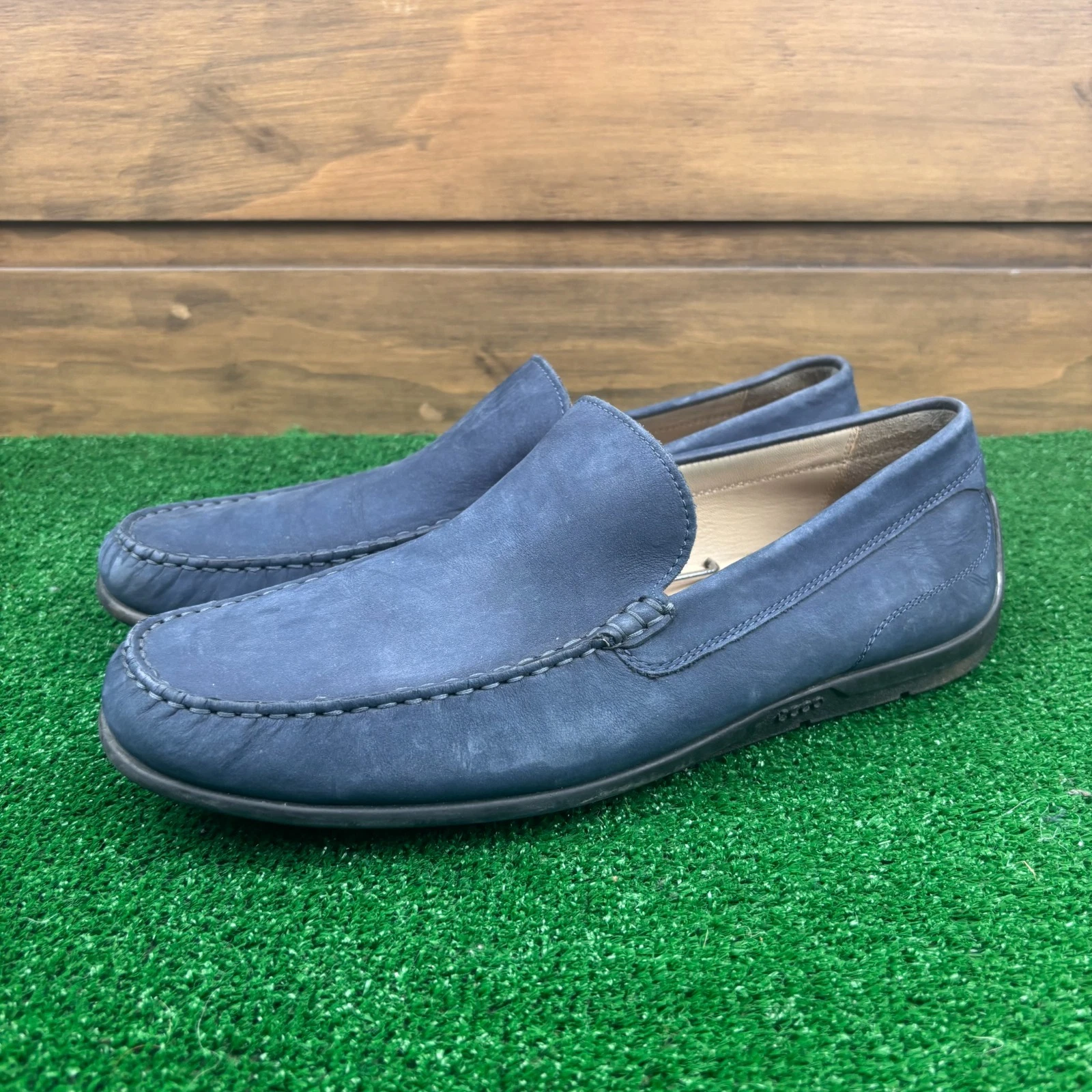 Scarpe mocassino ECCO Classic Moc 2.0 uomo US 12 12 blu pelle nabuk comode
