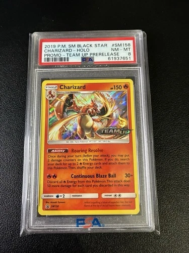 PSA 8 2019 Pokemon SM Black Star Promo Charizard SM158 English Holo Prerelease