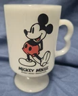 Fire King Disney Mug Mickey Mouse Milk Glass Cup Pedestal  Vintage