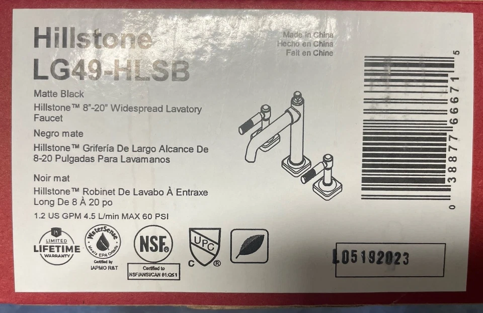 Pfister Hillstone LG49-HLSB 哑光黑色 8 英寸 - 20 英寸宽泛洗浴龙头 — 第 2/4 张图片