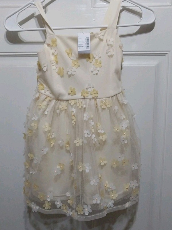 Childrens Place Floral Applique Dress Size 4  NWT Measures Short Like 2T