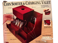 Magnif Deluxe Coin Sorter & Charging Valet Cherry Wood Finish (Open Box)