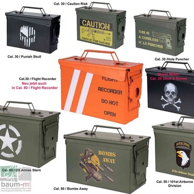 US Munitionskiste Cal.30 50 Militär Lackiert US Army Flight Recorder Punisher