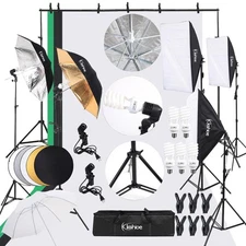 Photography Video Photo Studio Lighting Kits Adjustable 5500K Umbrella Softbox