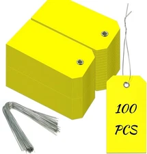 100 Pieces Plastic Shipping Tags with Reinforced Wire Blank Heavy Duty Shipping 