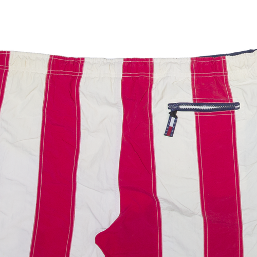 TOMMY HILFIGER Mens Swimming Shorts Red Relaxed Striped M W42 - Picture 4 of 6