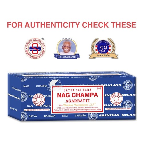 Nag Champa Incense Sticks 250 Grams Satya Baba Box Agarbatti Original NEW - Bild 3 von 3