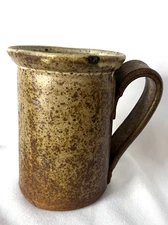 Studio Art Handmade Pottery Mug Unique Man Inside Tan Stoneware Clay Coffee