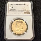 1964 Proof Kennedy Half Dollar Accented Hair NGC PF64 |Rare Variety| Estate Sale