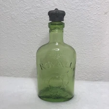 Vintage Royall Lyme Green Glass Perfume Bottle with Crown 