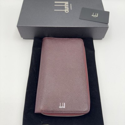 Dunhill Round Fastener Organizer Men's Wallet Leather Card Coin Case Burgundy
