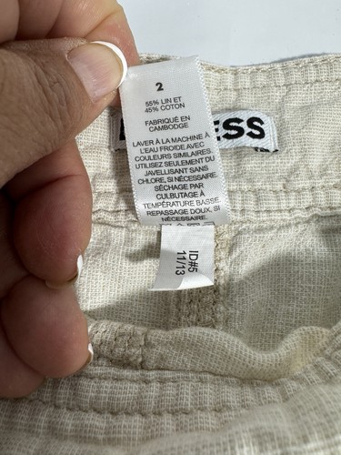 Express Women Low Rise Sailor Shorts Woven Linen Blend Flat Front Beige 2 - Picture 4 of 7