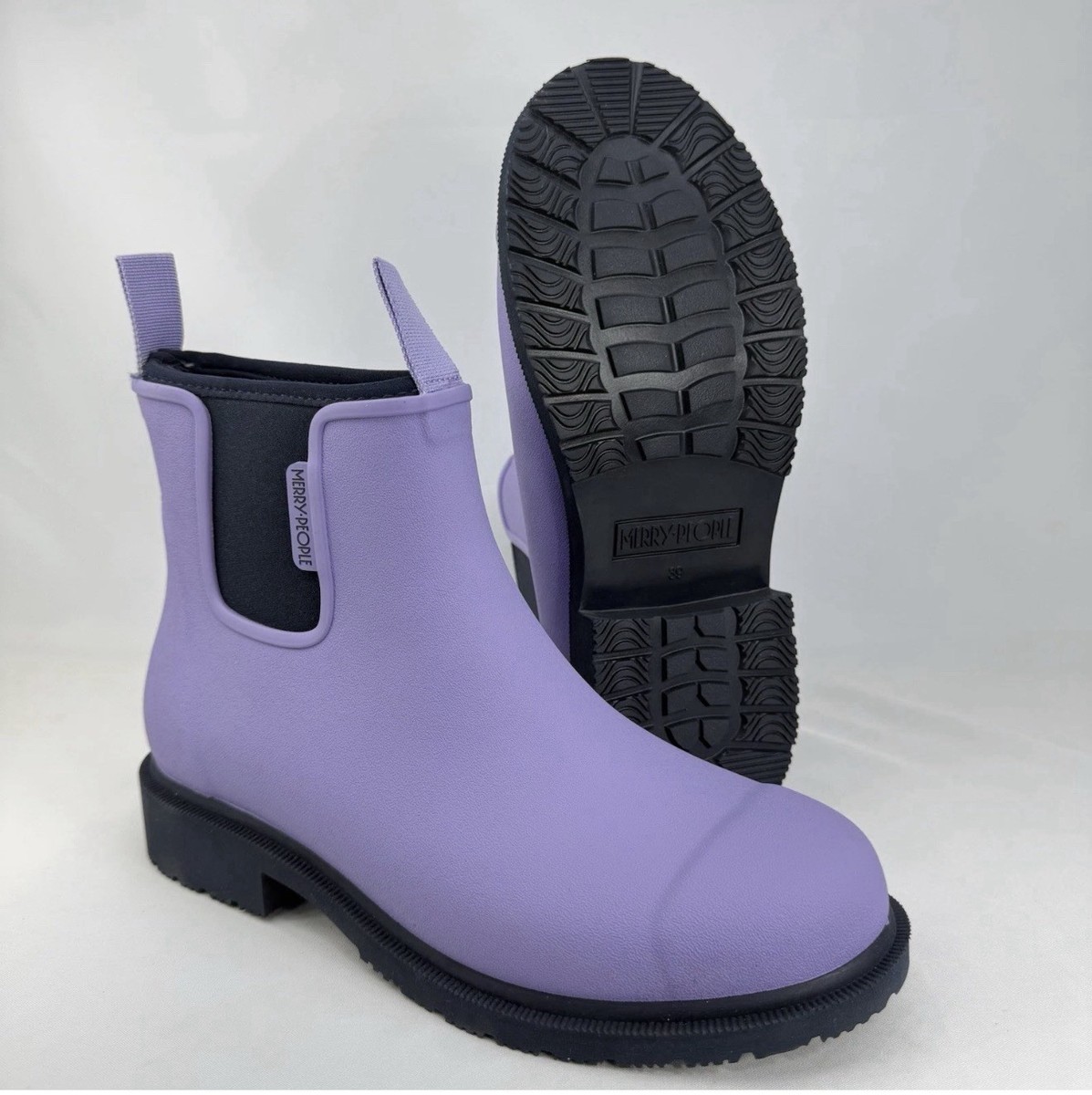 Merry People Bobbi Ankle Unisex Rain Boots Lavender Purple Chelsea