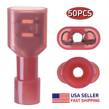50pcs Insulated Female Quick Disconnect Spade Terminals AWG22-18 Wire Connectors