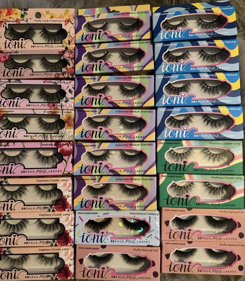 IONI  LASH HUGE LOT HUGE 50 PAIRS NEW IN BOX ASSORTED  SOME DUPES 3 D FAUX MINK - Image 3 of 3
