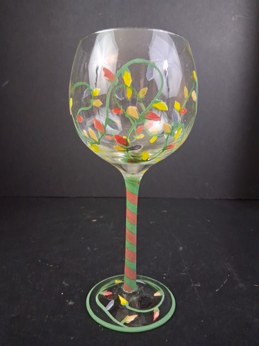Home Essentials Hand Painted Stem Balloon Wine Glasses Christmas Lights 8.5in - Picture 9 of 13