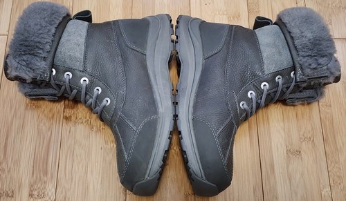UGG Womens Sz 7.5 Adirondack III Gray Waterproof Leather Boots Fur Hiking Winter - Picture 7 of 10