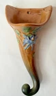 Vintage AS IS 1941 Roseville Pottery Wall Pocket Vase Columbine 1290-8" Repaired