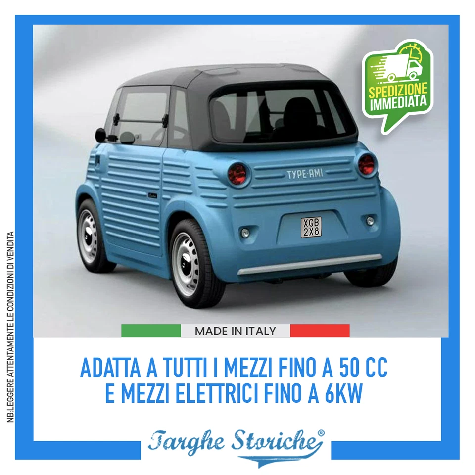 Targa Ciclomotore fino a 50 cc Veicoli Elettrici fino a 6 kw | Stampa a Rilievo - Immagine 3 di 4