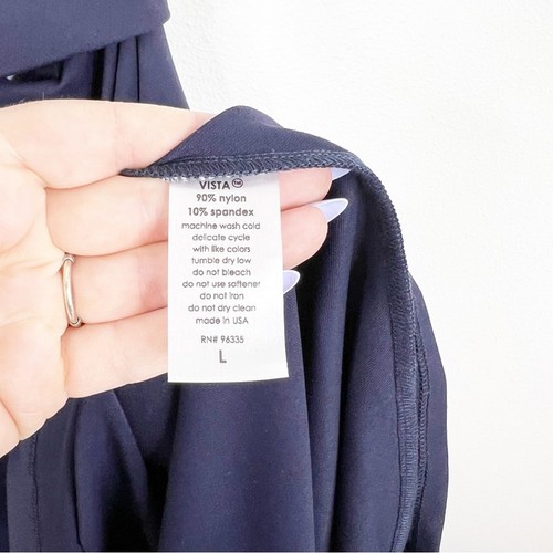 Vestido Halter Susana Monaco Para Mujer Corte Cintura Alto Bajo Midi L Azul Nuevo con Etiquetas - Imagen 6 de 7