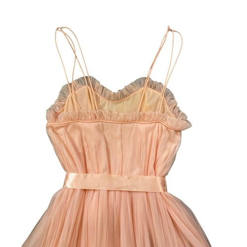 Vintage 70s Vanity Fair Blush Pink Sheer Ruffled Gown - 34 - Picture 6 of 6