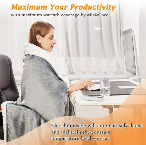 Soft Flannel & Sherpa Electric Heated Blanket, 180x130cm - Safe & Stylish - Picture 7 of 9