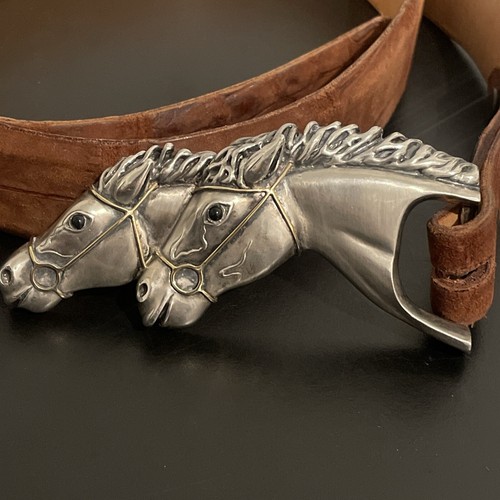 Cintura e fibbia cavallo equitazione Orlanda Olsen 1999-2000 occhi onice-sterling-18K - Foto 6 di 16