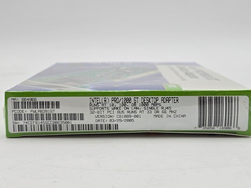 Intel PRO 1000/GT 10/100/1000Mbps PCI RJ45 Desktop Adapter VINTAGE 4 Win XP, NT - Picture 3 of 3