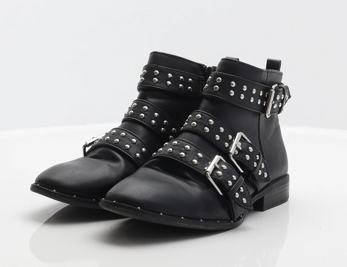 Primark Womens Black Synthetic Biker Boot UK 5 EU 38