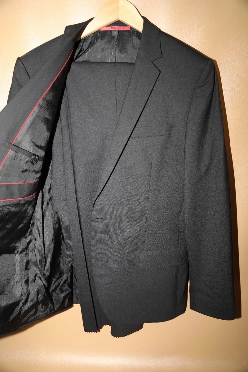 324 Hugo Boss Amaro Heise Red Label Black Suit Size 40 R eBay