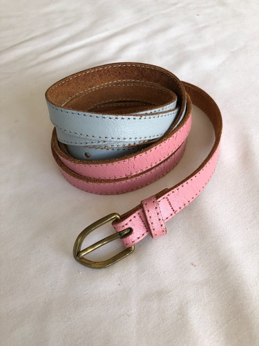 Gürtel Fein Doppelt Leder Grau Und Rosa Pastell Vintage Made IN France CEBR078 - Bild 11 von 12