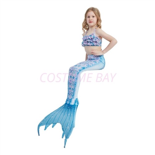 Kids Girls Mermaid Tail Swimming Costume Swimmable Monofin Swimwear Beachwear - Picture 7 of 113