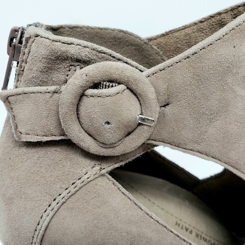 Earth Corinth Womens 7 Suede Taupe Leather Ankle Heels Boots Booties New - Picture 6 of 12