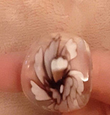 Vintage art glass pink floral ring size 6