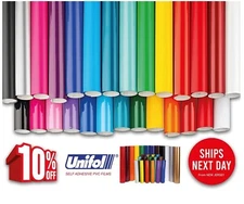 Unifol Permanent Adhesive Vinyl | 24" x 10" Roll for Cricut Glossy 28 Colors