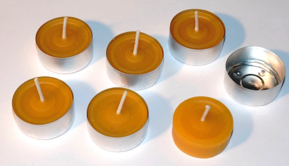 BIENENWACHS-TEELICHTE in Aluschale für D 2, D 4, H 50