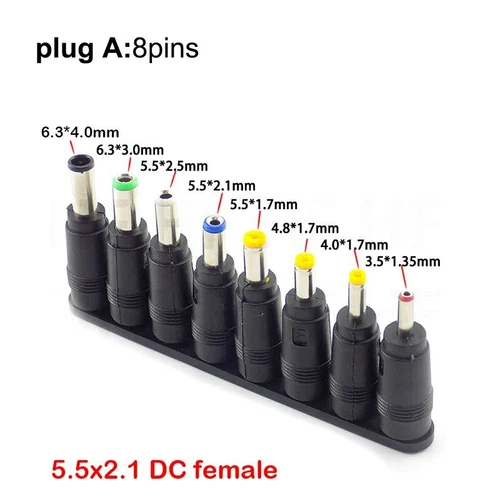 Adaptateur secteur universel 5,5 mm x 2,1 mm DC femme mâle prise secteur embouts connecteur - Photo 4/15