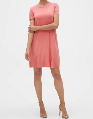gap factory pink dress NWT GAP Factory Rayon Swing T-Shirt Dress in Pink Starburst • Small