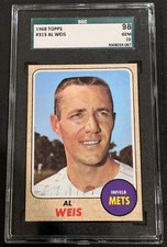 1968 Topps Al Weis SGC 10 (98) GEM MINT Quality METS #313 Original Vintage