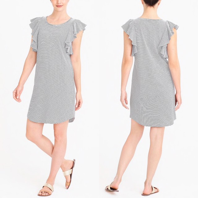 j crew one shoulder ruffle dress