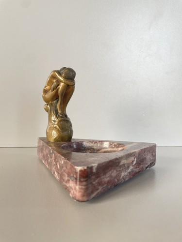 ANTIKE KLEINE BRONZE SKULPTUR G. Trinque FRAUENAKT MARMORSOCKEL JUGENDSTIL 800er - Bild 9 von 12