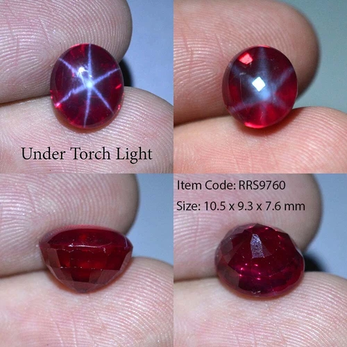 6.95 Ct 10.5x9.3 MM Red Ruby Star Sapphire 6 Rays Lab Corundum VDO RRS9760