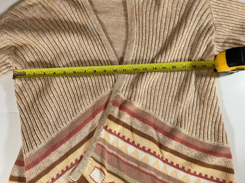 Vintage 90s Storybrook Knits tan orange southwestern wrap duster fringe sz XS - 第 5/7 張圖片
