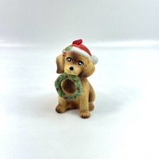 Ceramic Christmas Puppy Dog Santa Hat Christmas Ornament Golden Retriever