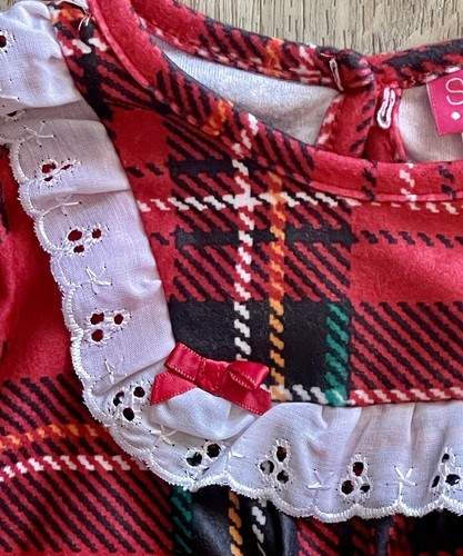 NWT Saint St Eve Long Flannel Nightgown Holiday Red Tartan Plaid Size 2T Eyelet - Picture 3 of 4