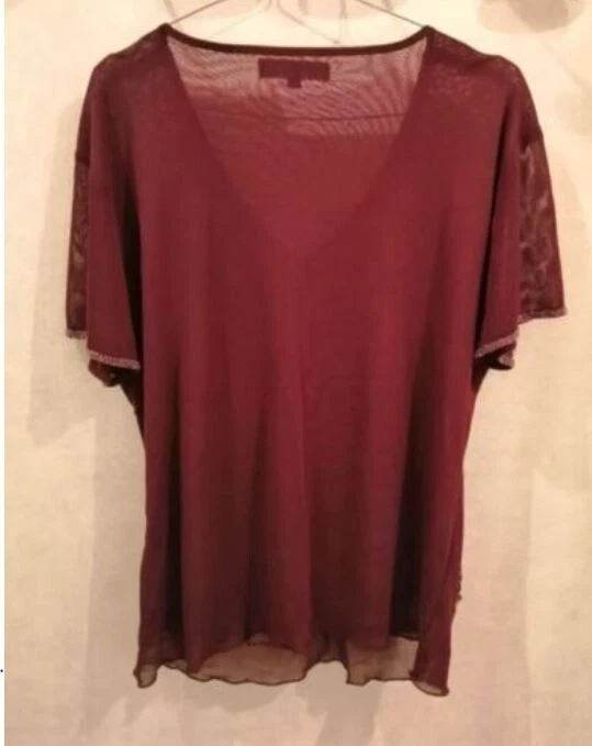 T-shirt violet polyester doublé motif sequins T38 Cristina Garcia (2210213) - Photo 4/4