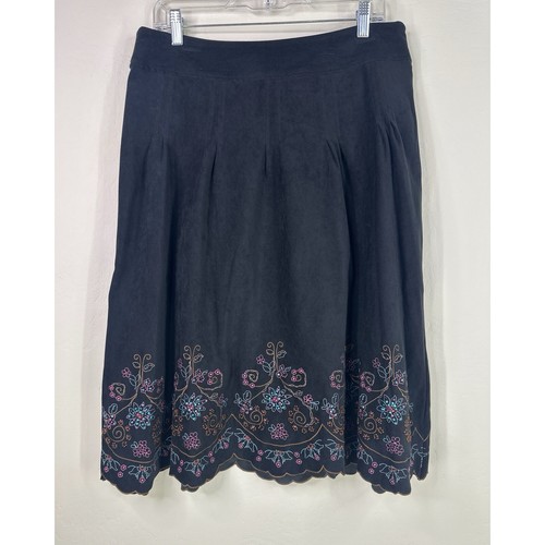 Christopher & Banks Stretch Embroidered Bohemian Modo Lenght Skirt Size 12