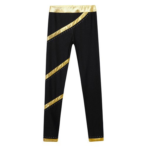 Kids Girls Crop Top With Pants Rhinestones Sports Outfits Figure Skating Shiny - Picture 53 of 55