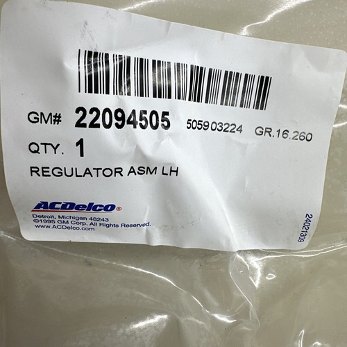 ACDelco 22094505 LH Window Regulator W/Power 1991-94 NOS - Picture 1 of 16